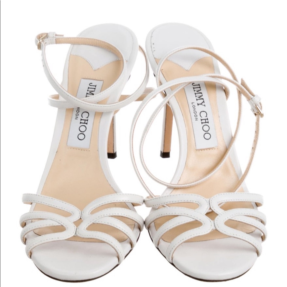 👼🏼 Jimmy Choo Mimi White Leather Strappy Heel